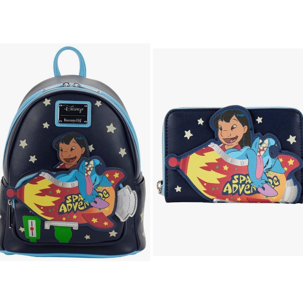 Loungefly Disney Space Adventure LILO and Stitch Backpack and Wallet Set